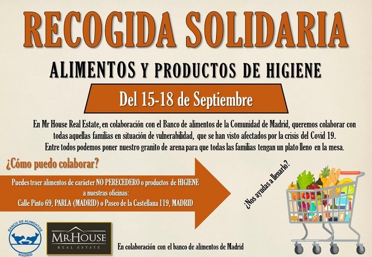 Mr House Real Estate organiza una recogida solidaria con el Banco de Alimentos de Madrid