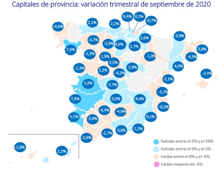 El precio de la vivienda en alquiler baja un -0,7% en España en el tercer trimestre