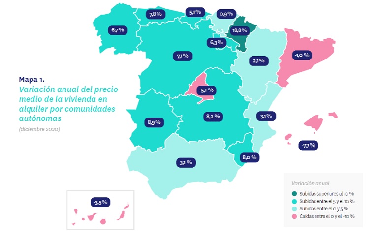 El precio de la vivienda en alquiler en España experimenta la menor subida de los últimos seis años