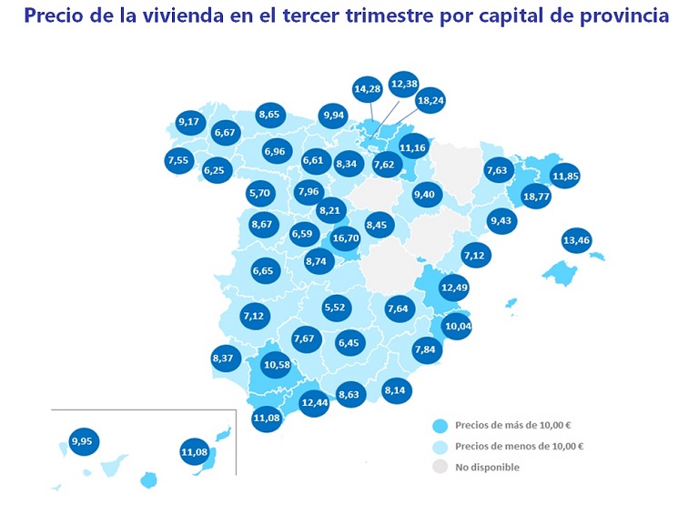 El precio del alquiler en España cae un -6,8% en el tercer trimestre, el mayor descenso desde 2007