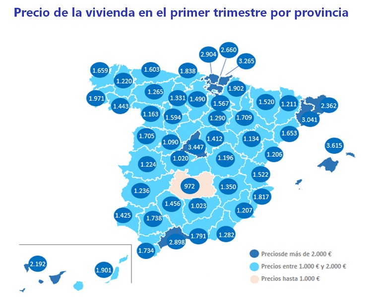 Sube el precio de la vivienda un 2,5 % en el primer trimestre de 2023 en España