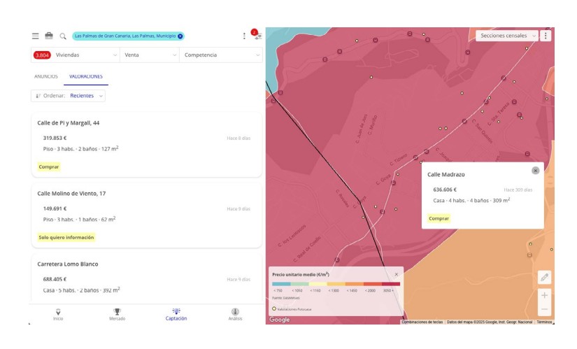 Mapa de calor para captar inmuebles con Datavenues